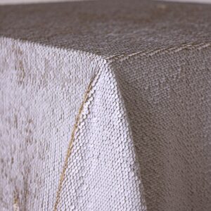 2 Toned Beige/Gold Sequins Tablecloth