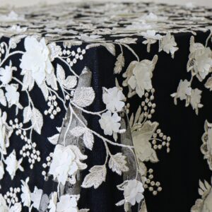 Black and White 3D Floral Lace Overlay