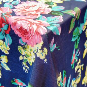 Pink and Navy Chiffon Floral Overlay