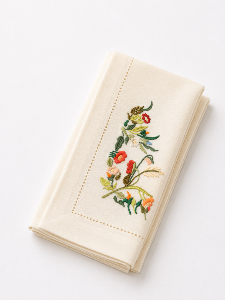 Embroidered Floral Napkin
