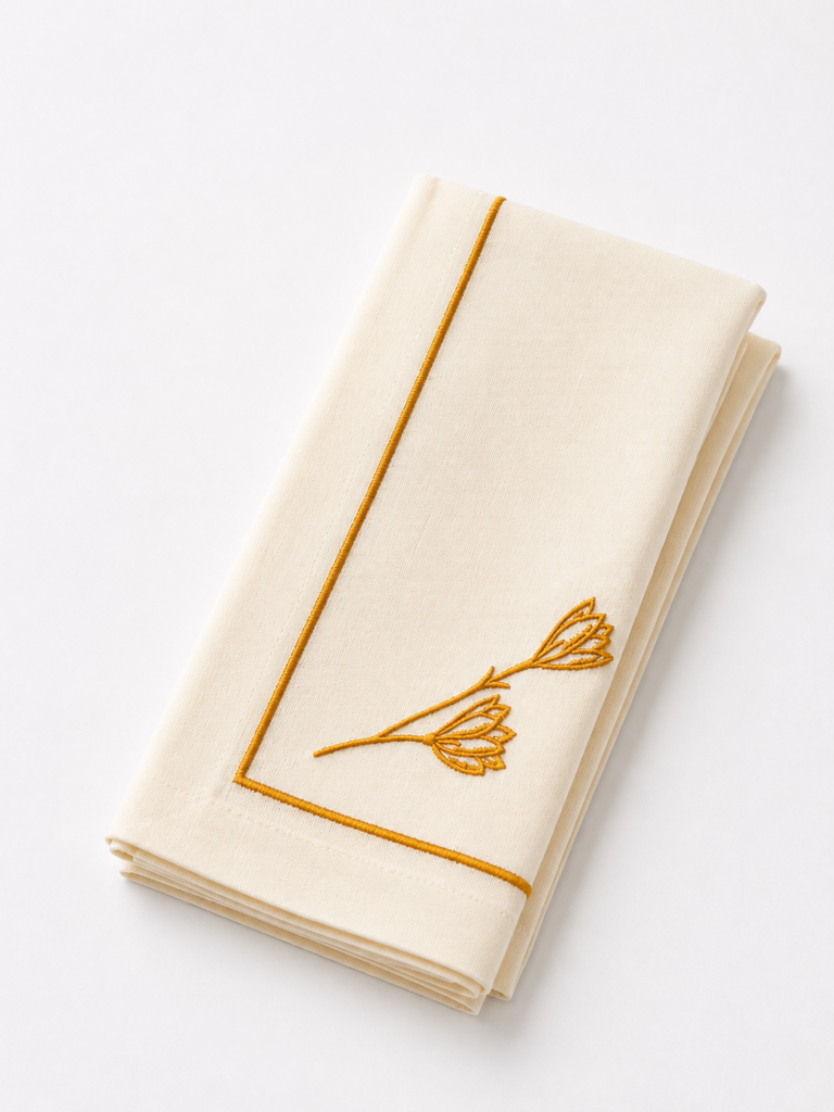 Embroidered Gold Tulip Napkin
