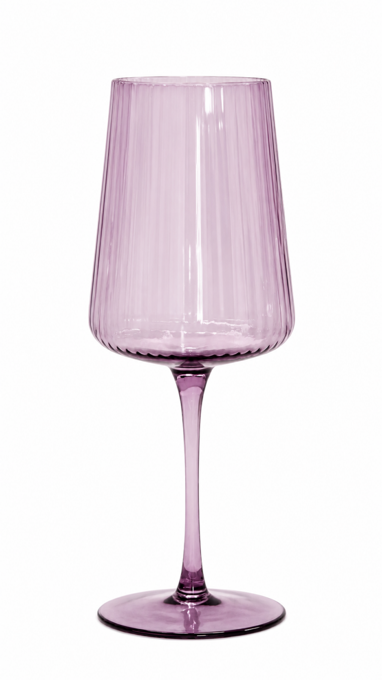 Purple Ribbed Wine Glass