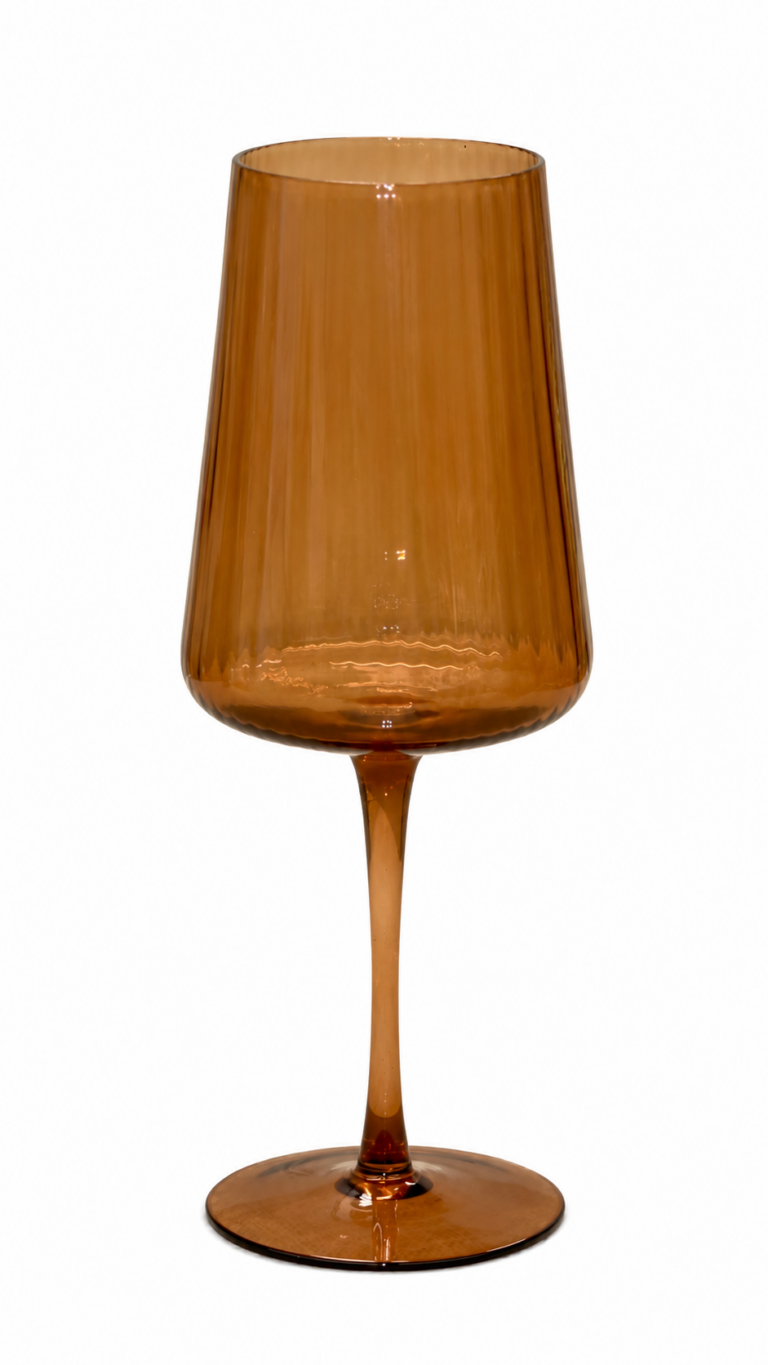 Amber Ribbed Wine Glass