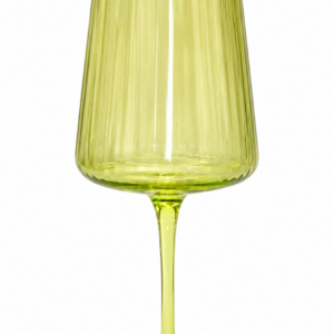 Green Ribbed Wine Glass