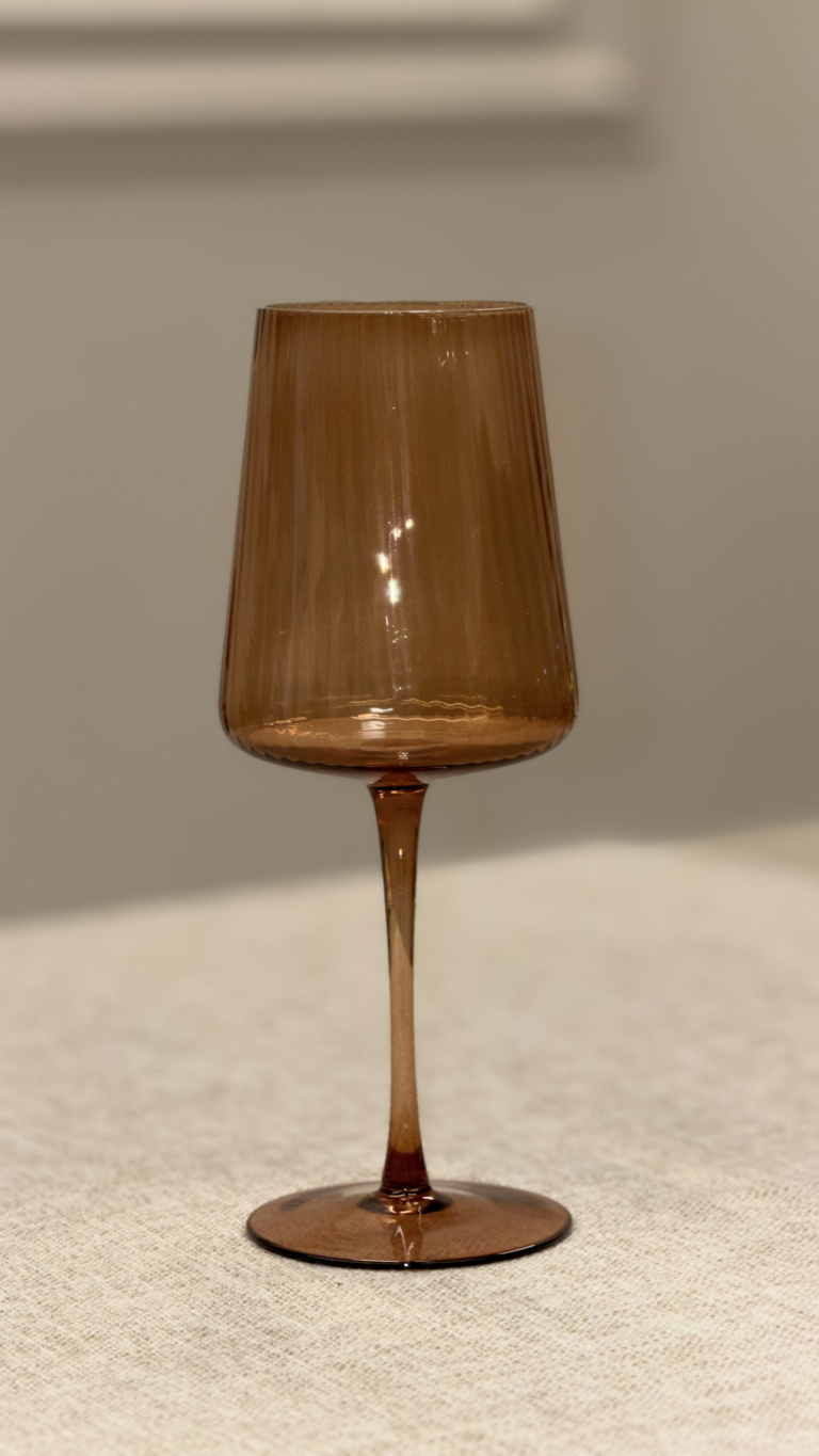 Amber Ribbed Wine Glass