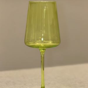 Green Ribbed Wine Glass