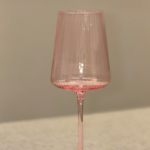 Pink Ribbed Wine Glass