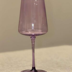 Purple Ribbed Wine Glass