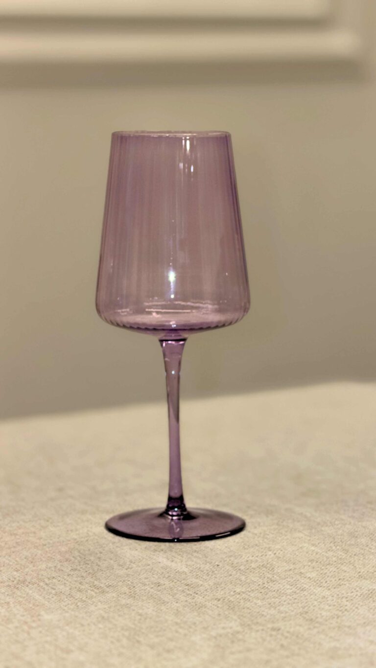 Purple Ribbed Wine Glass