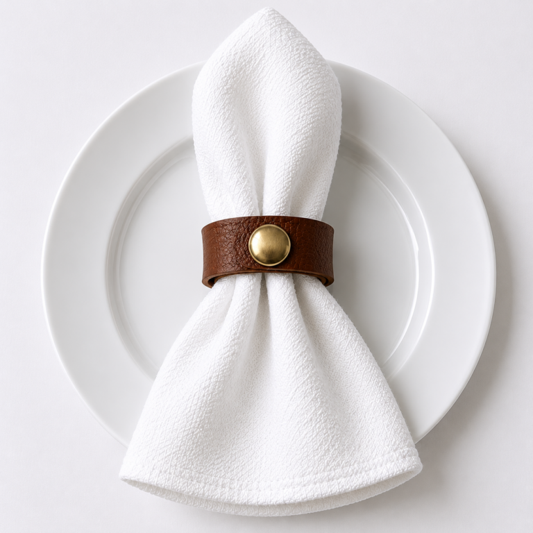 Brown Leather Buckle Napkin Rings