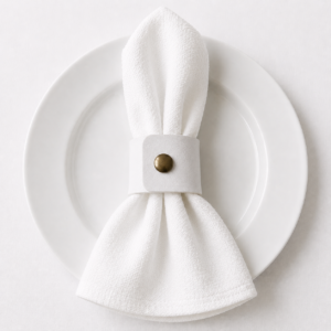 White Leather Buckle Napkin Ring