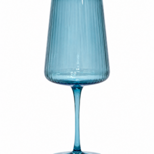 Blue Ribbed Wine Glass
