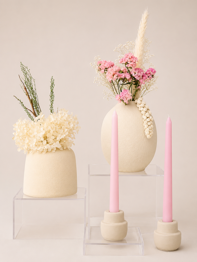 Natural Ceramic Centerpiece Set
