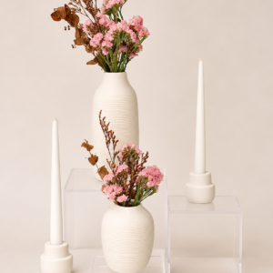 White Textured Ceramic Centerpiece Set