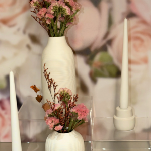 White Textured Ceramic Centerpiece Set