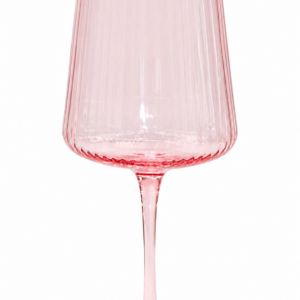 Pink Ribbed Wine Glass