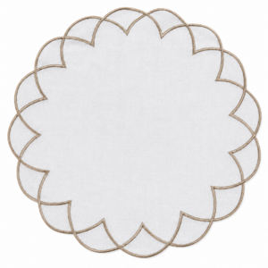 Camel Embroidered Scalloped Placemat