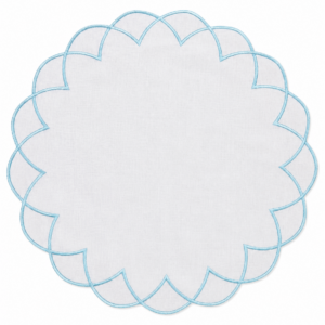 Light Blue Embroidered Scalloped Placemat
