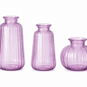 Purple Ribbed Glass Bud Vases (3 heights)