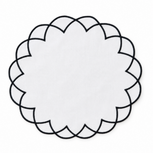 Black Embroidered Scalloped Placemat